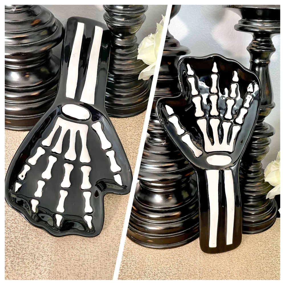 NWT Skeleton Hand Large Ceramic Spoon Rest